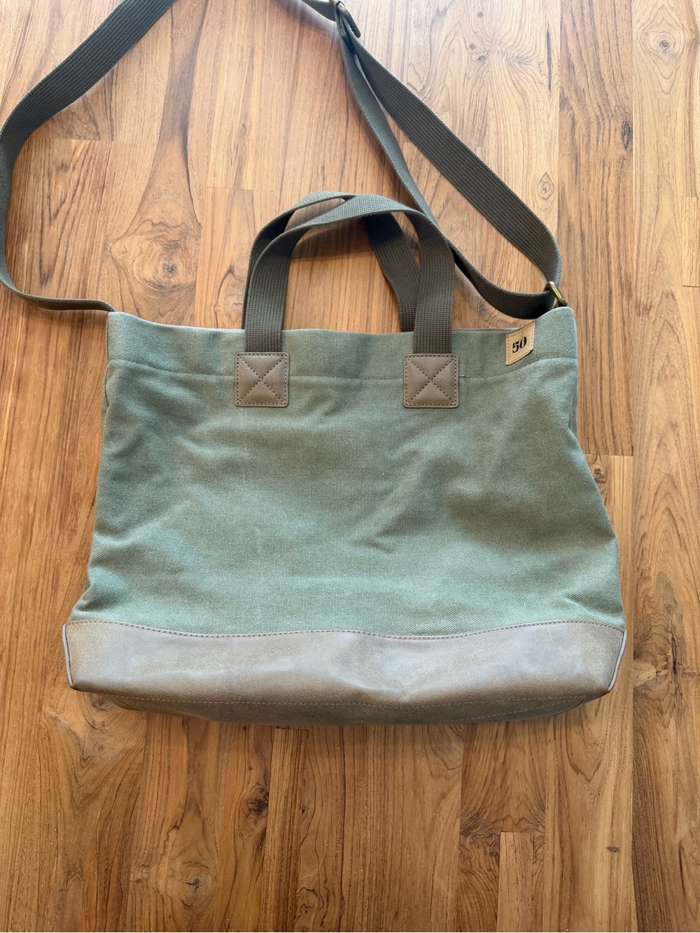 Feed Canvas Crossbody Bag Green and Brown - Picture 2 of 9